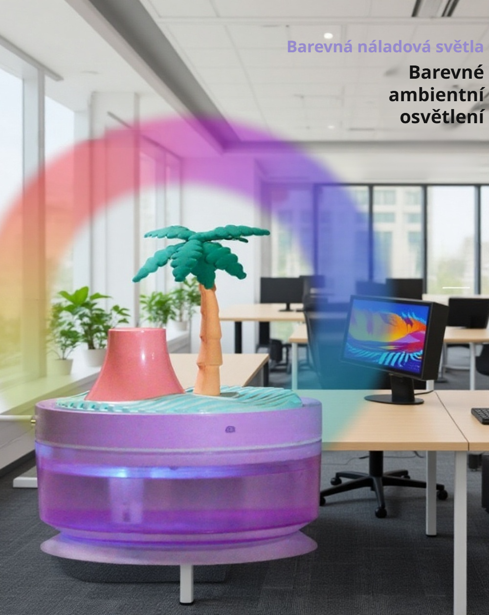 Stylov&yacute; zvlhčovač vzduchu na pracovn&iacute;m stole