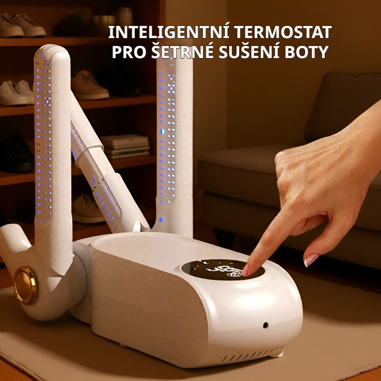 Efektivní sušička obuvi pro dva páry s antibakteriální a deodorizační funkcí