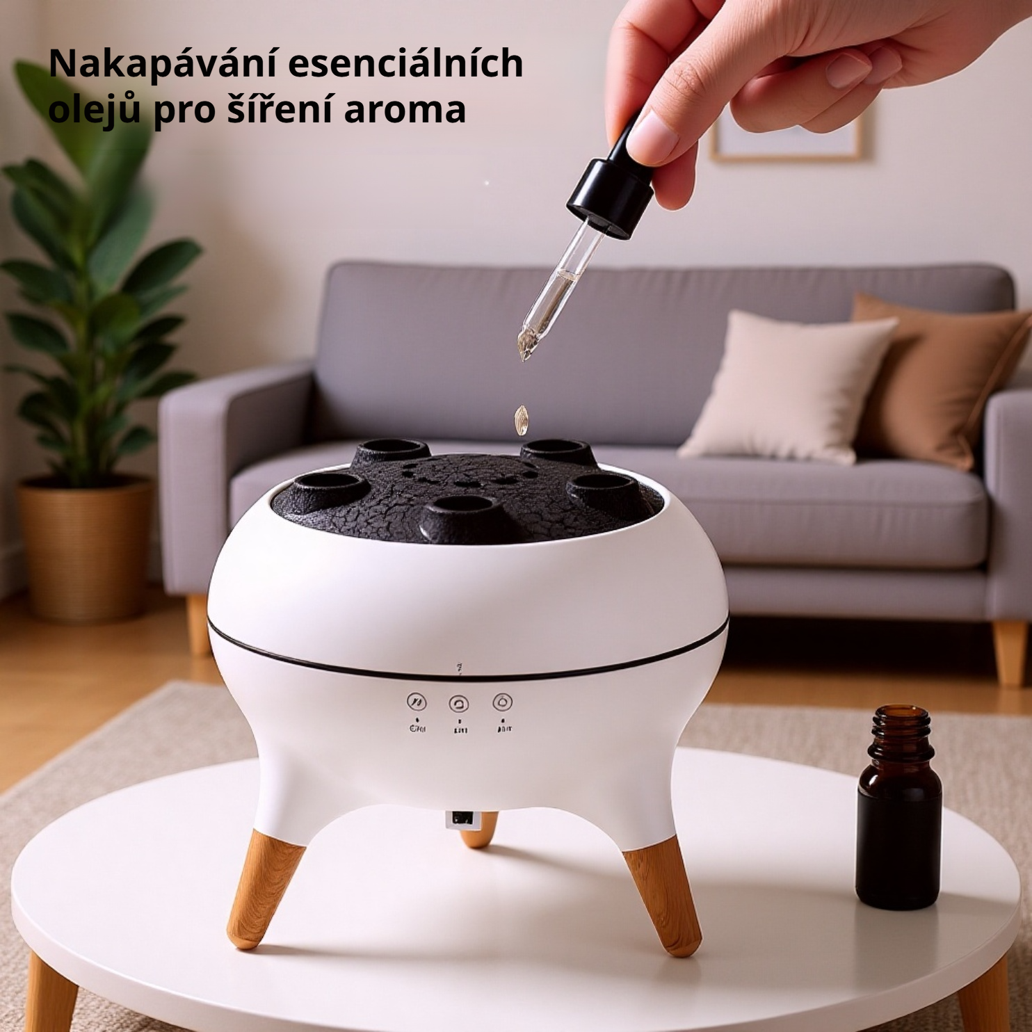 Stylov&yacute; aromadifuz&eacute;r s esenci&aacute;ln&iacute;mi oleji