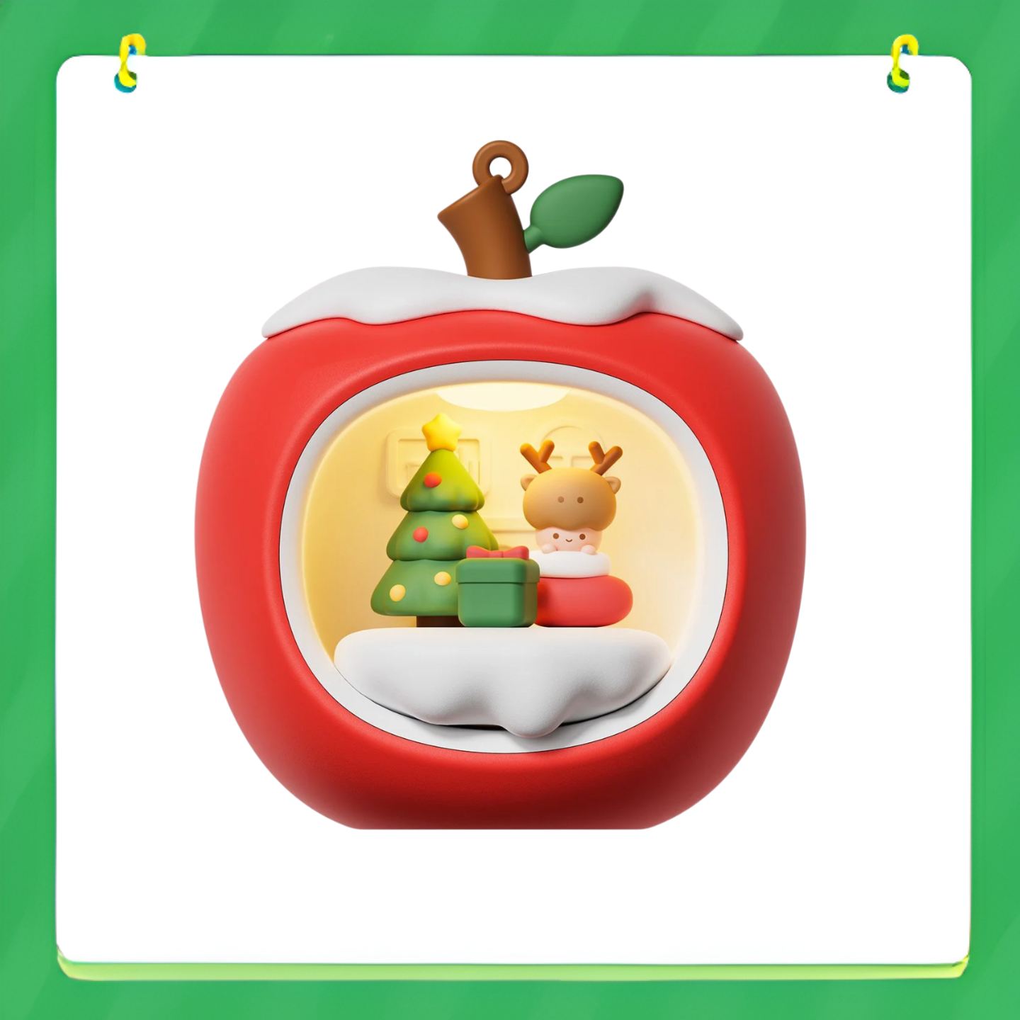 Měkké vánoční ambientní světlo ve tvaru jablka na noční stolek