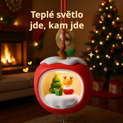 Měkké vánoční ambientní světlo ve tvaru jablka na noční stolek