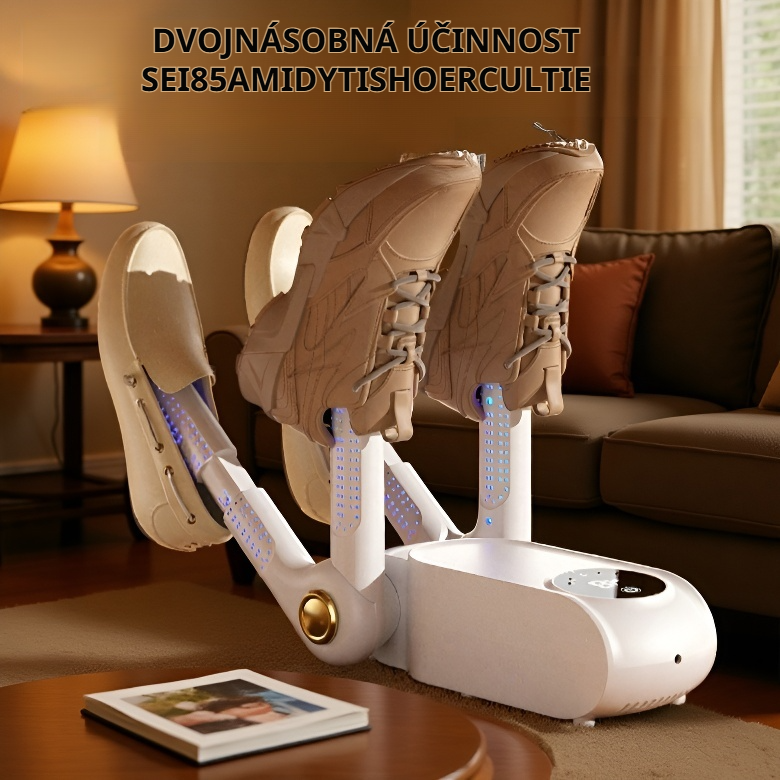 Efektivní sušička obuvi pro dva páry s antibakteriální a deodorizační funkcí