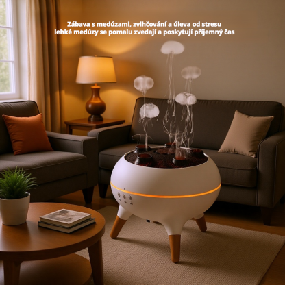  Aromadifuzér ve tvaru medúzy s dřevěným dekorem a LED osvětlením