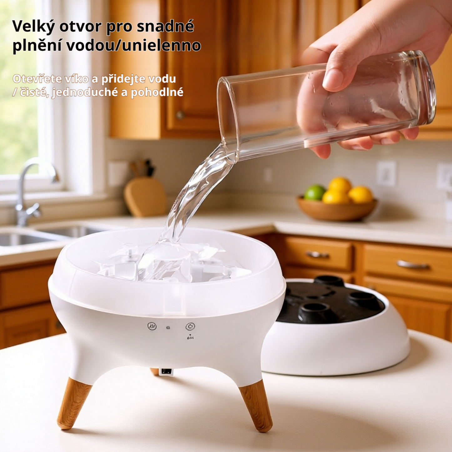  Aromadifuzér ve tvaru medúzy s dřevěným dekorem a LED osvětlením