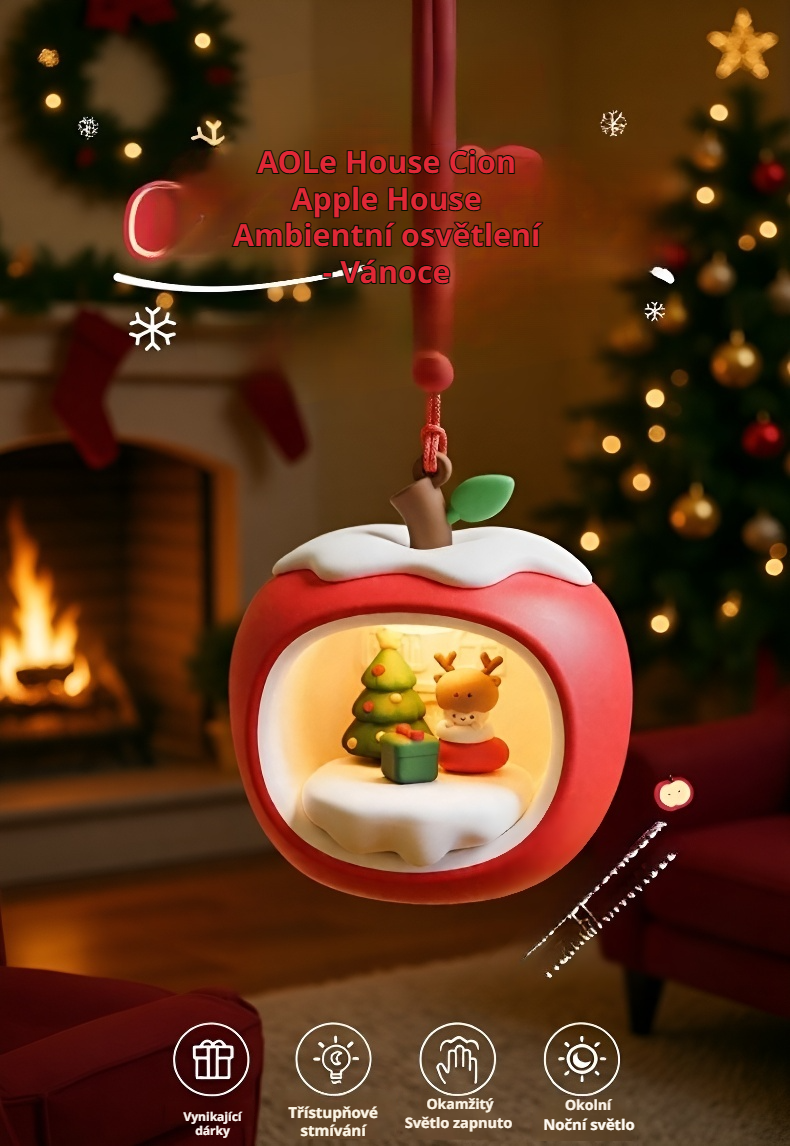 Měkk&eacute; v&aacute;nočn&iacute; světlo ve tvaru jablka na nočn&iacute; stolek