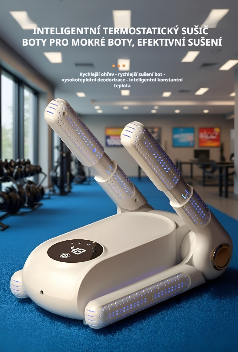 Efektivní sušička obuvi pro dva páry s antibakteriální funkcí
