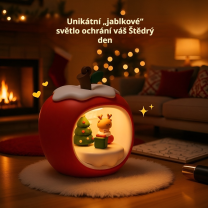 Měkké vánoční ambientní světlo ve tvaru jablka na noční stolek