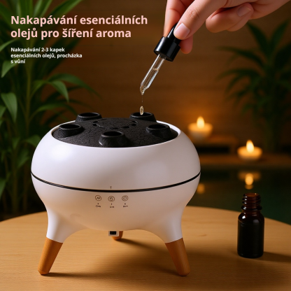  Aromadifuzér ve tvaru medúzy s dřevěným dekorem a LED osvětlením