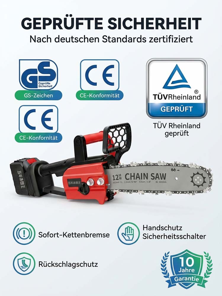 Hochleistungs-Lithium-Ionen-Kettensäge mit extra langer Akkulaufzeit