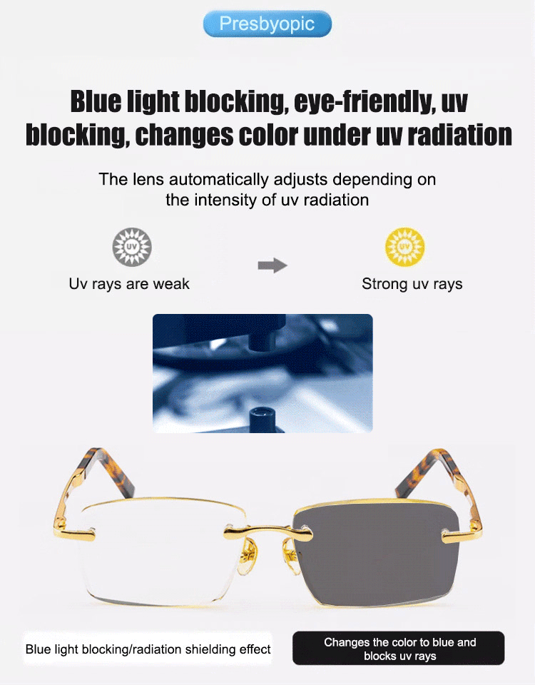 Automatic Zoom Natural Crystal Reading Glasses for Eye Protection
