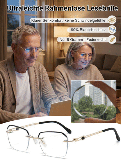 Neue ultraleichte randlose Blaulichtschutz-Lesebrille
