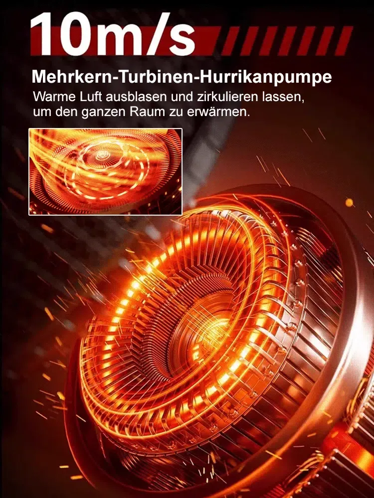 360° Standheizung mit ausziehbarem Warmluftgebläse