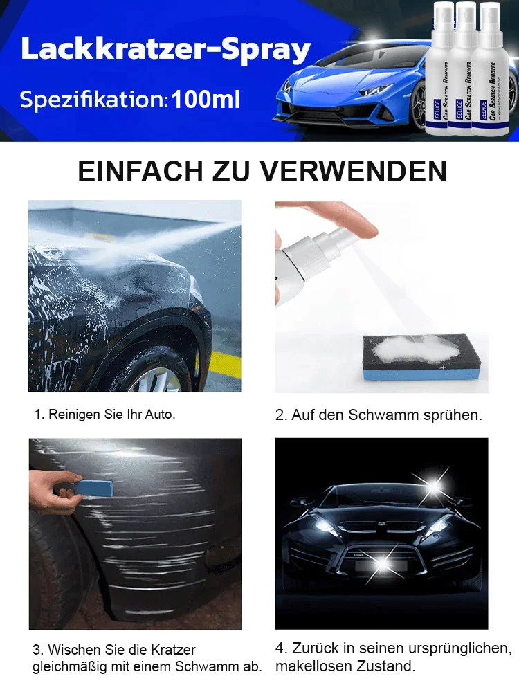 3 Sekunden Reparatur【2024 überarbeitete Version】Autolack-Reparatur-Kratzerspray
