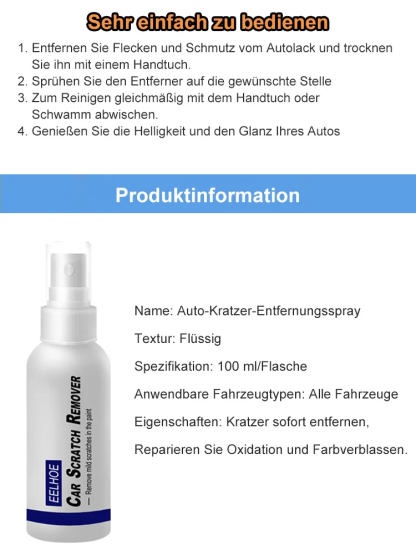 3 Sekunden Reparatur【2024 überarbeitete Version】Autolack-Reparatur-Kratzerspray