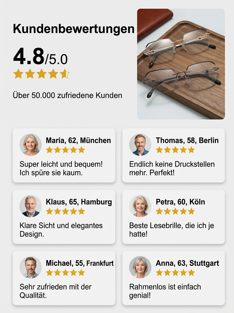 Neue ultraleichte randlose Blaulichtschutz-Lesebrille