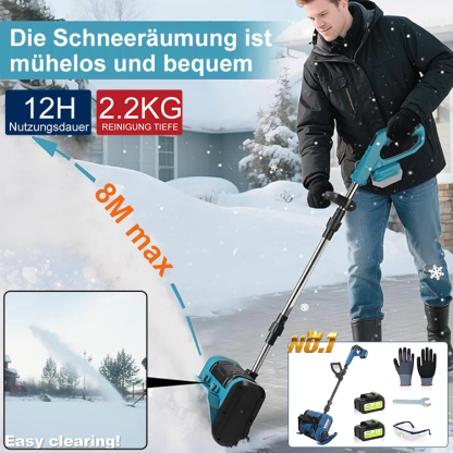 【100 m² geräumt in nur 3 Minuten!】Hochleistungs-Lithium-Schneefräse für den Hausgebrauch