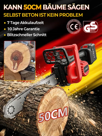 Hochleistungs-Lithium-Ionen-Kettensäge mit extra langer Akkulaufzeit