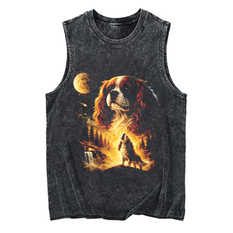 Cavalier Howling to The Moon Vintage Tank