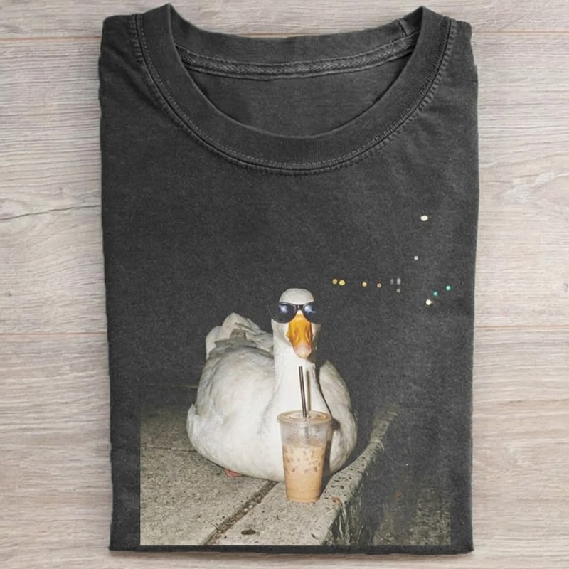 Goose Drinking Iced Coffee T-shirt