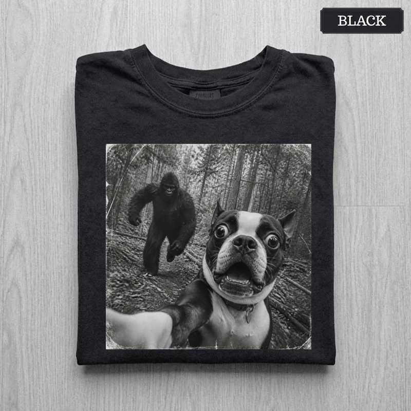 Bigfoot And Boston Terrier T‑shirt