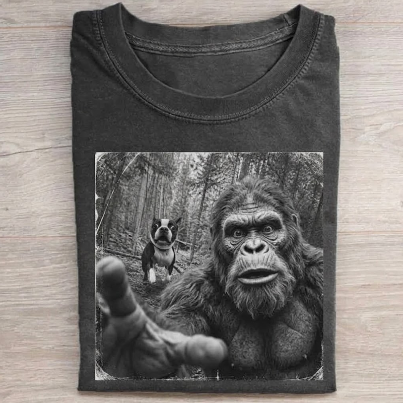 Boston Terrier And Bigfoot T‑shirt