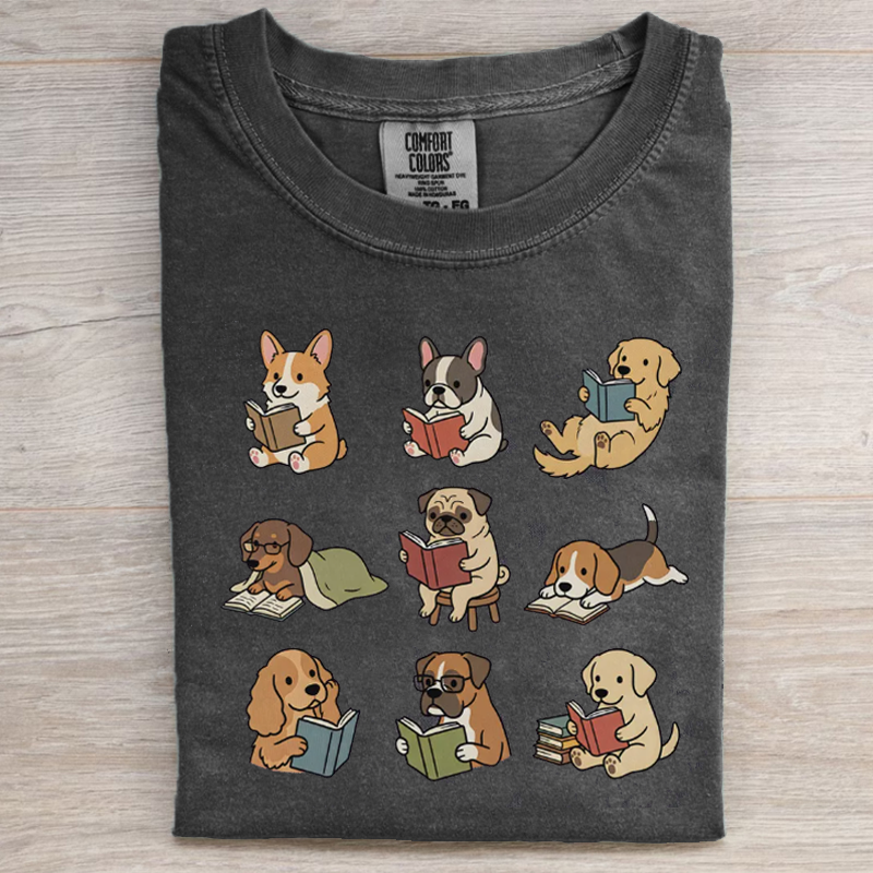 Funny Dog Reading T-shirt