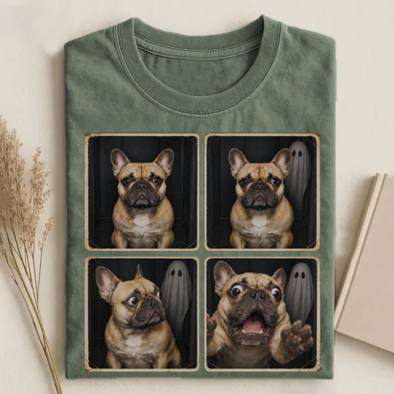 French Bulldog Ghost Photo Booth Halloween T‑shirt