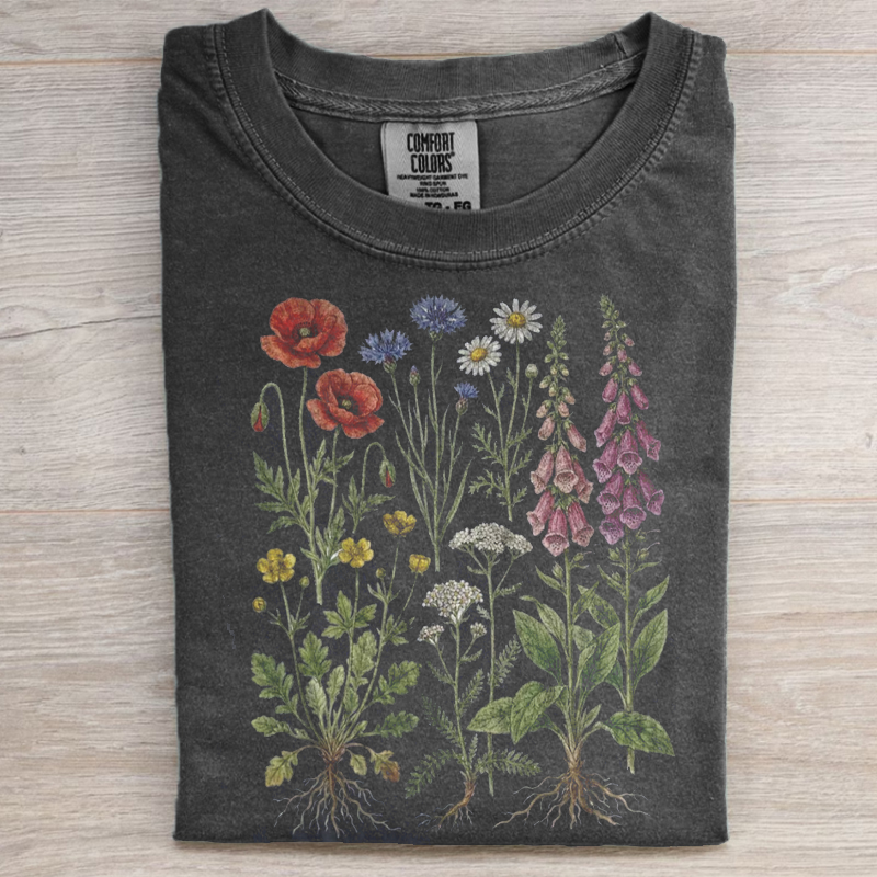 Vintage Wildflower Botanical Graphic T-shirt