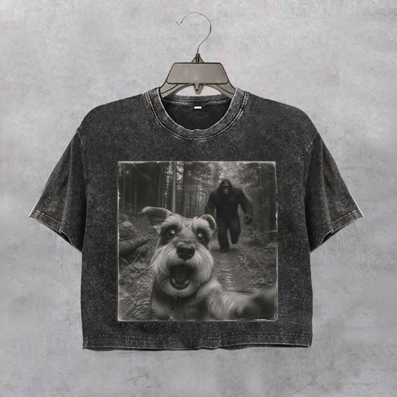 Bigfoot And Schnauzer Cropped T-shirt