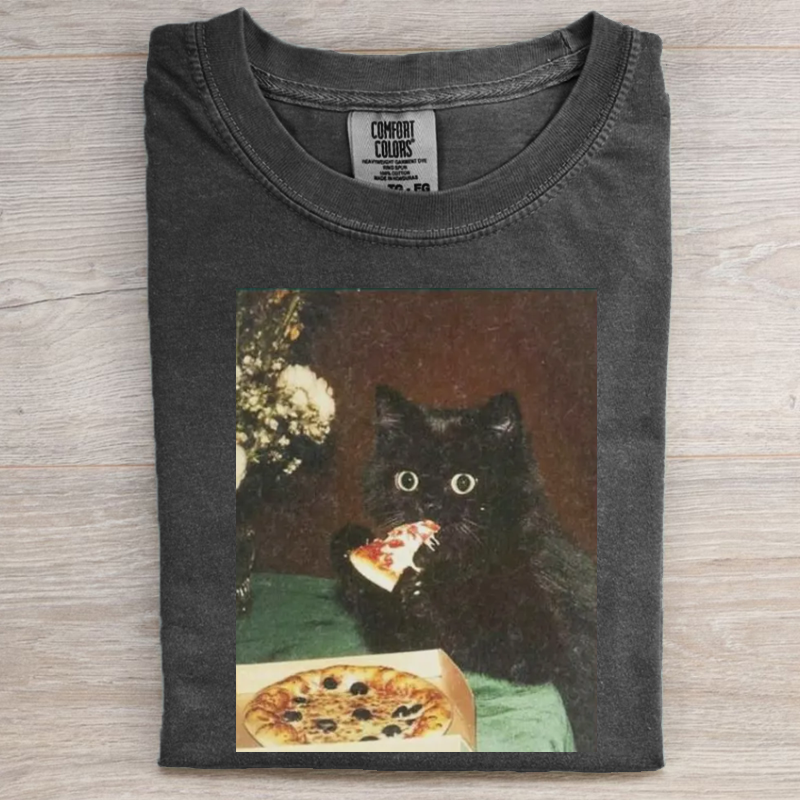 Cat Eating Pizza T-Shirt