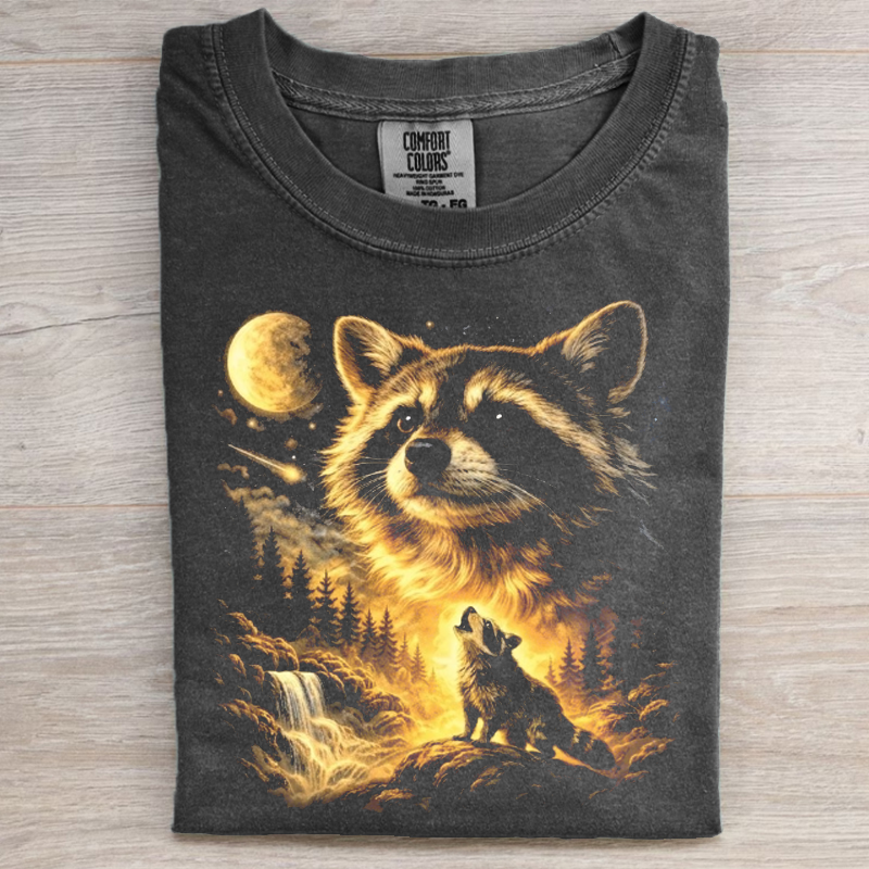 Raccoon Howling to The Moon T-shirt