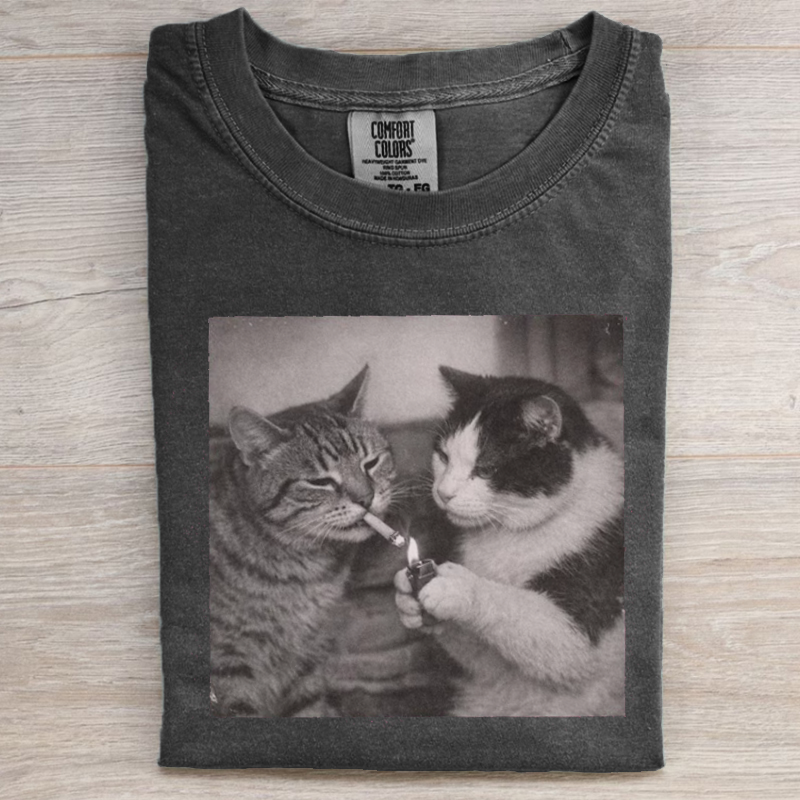 Retro Funny Cat Smoking T-shirt