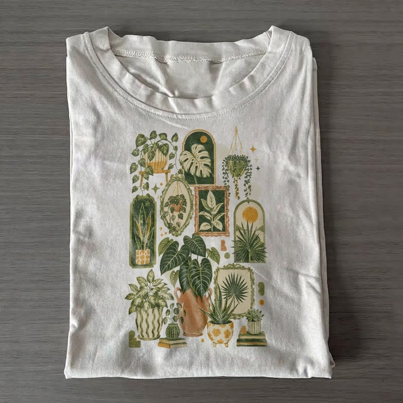Retro Boho Plant Graphic T‑shirt