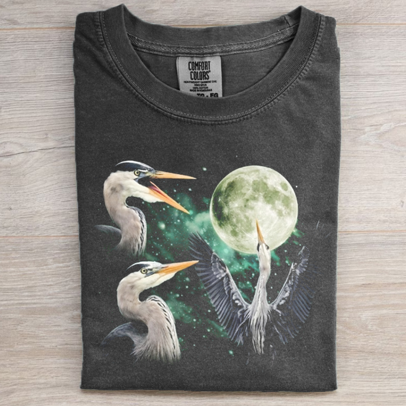 Great Blue Heron Moon Vintage Graphic T-shirt