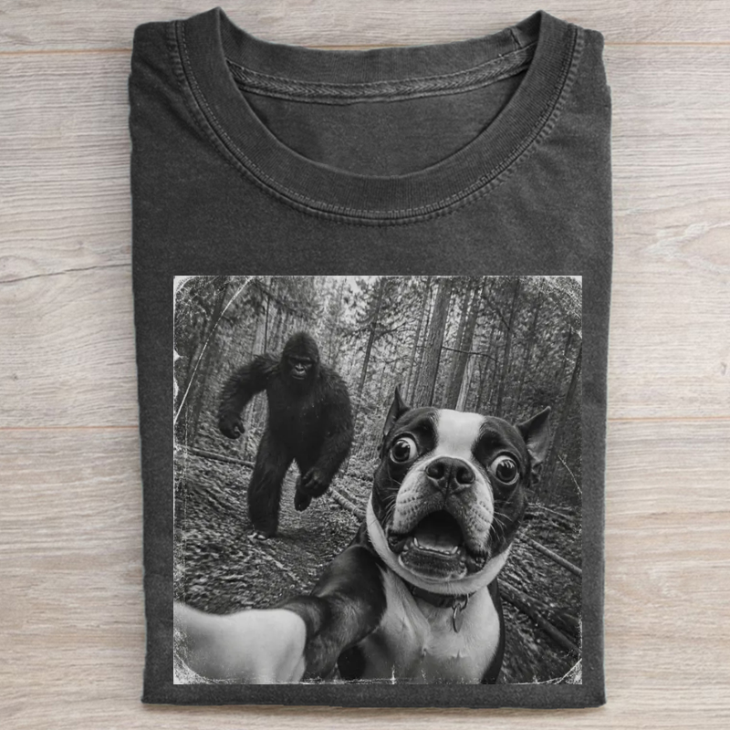Bigfoot And Boston Terrier T‑shirt