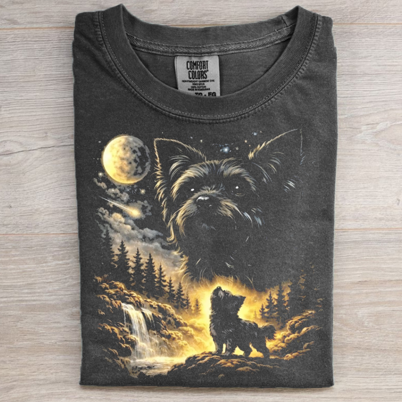 Yorkie Howling to The Moon Vintage T-shirt