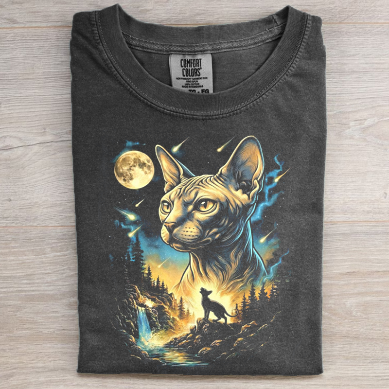 Sphynx Cat Howling Moon T-shirt