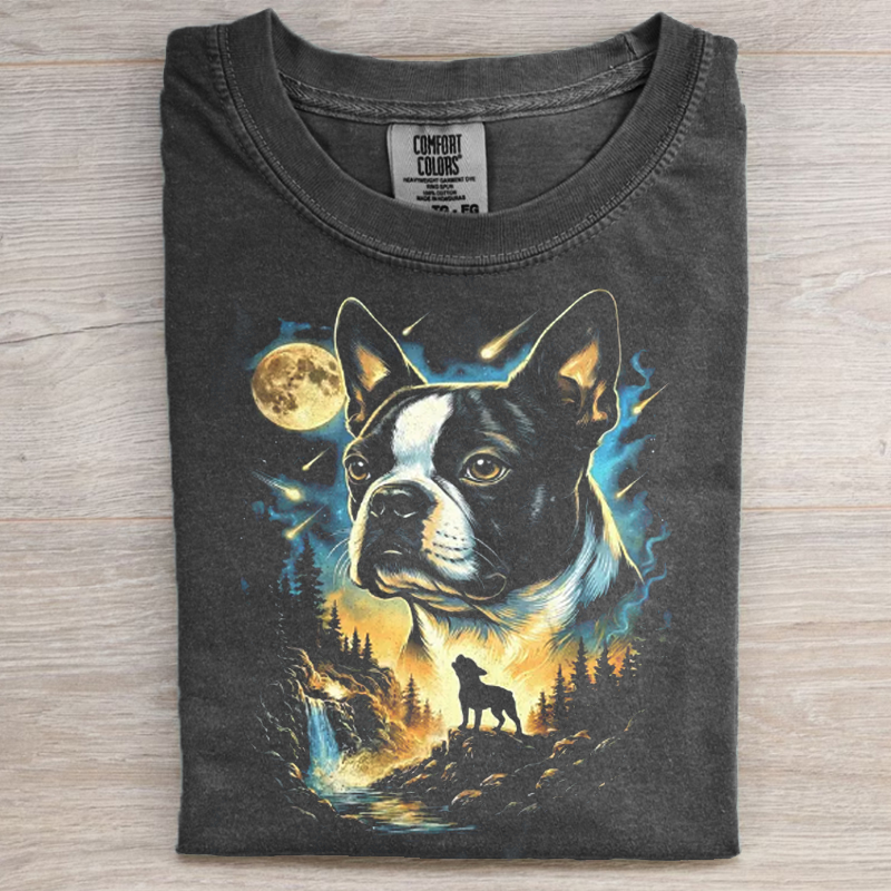 Boston Terrier Howling Moon T-shirt