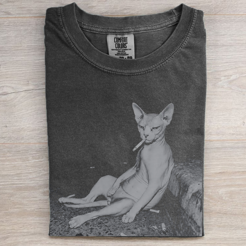 Vintage Smoking Cat Meme T-shirt