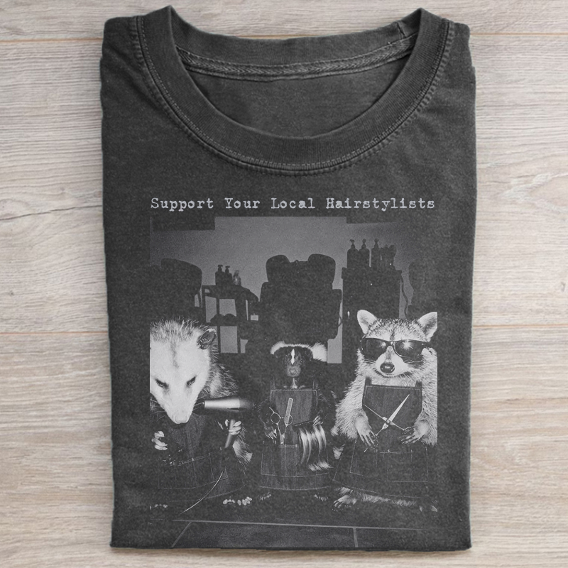 Raccoon Possum Skunk Funny Cosmetology T‑shirt