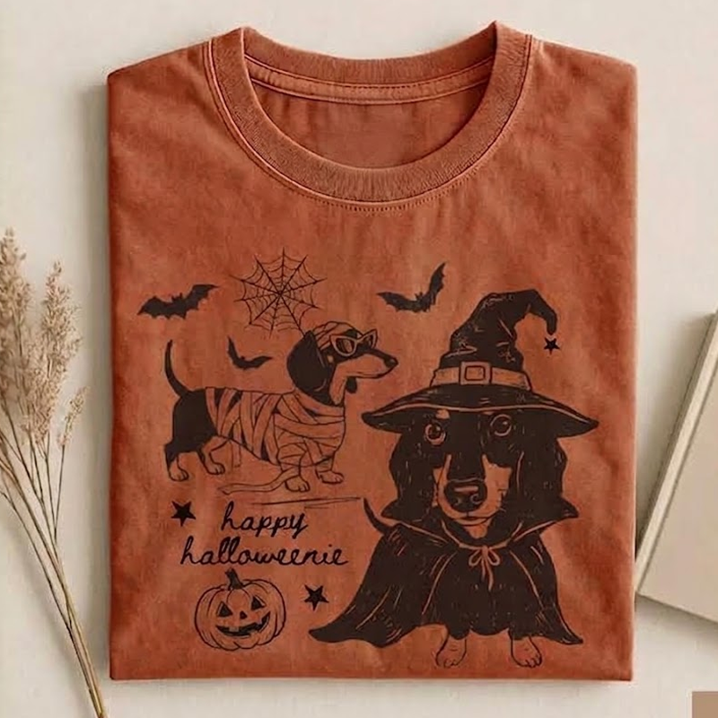 Happy Halloweenie Dachshund T‑shirt