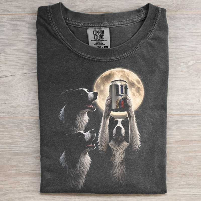 Funny Border Collie Howling To The Moon T-shirt