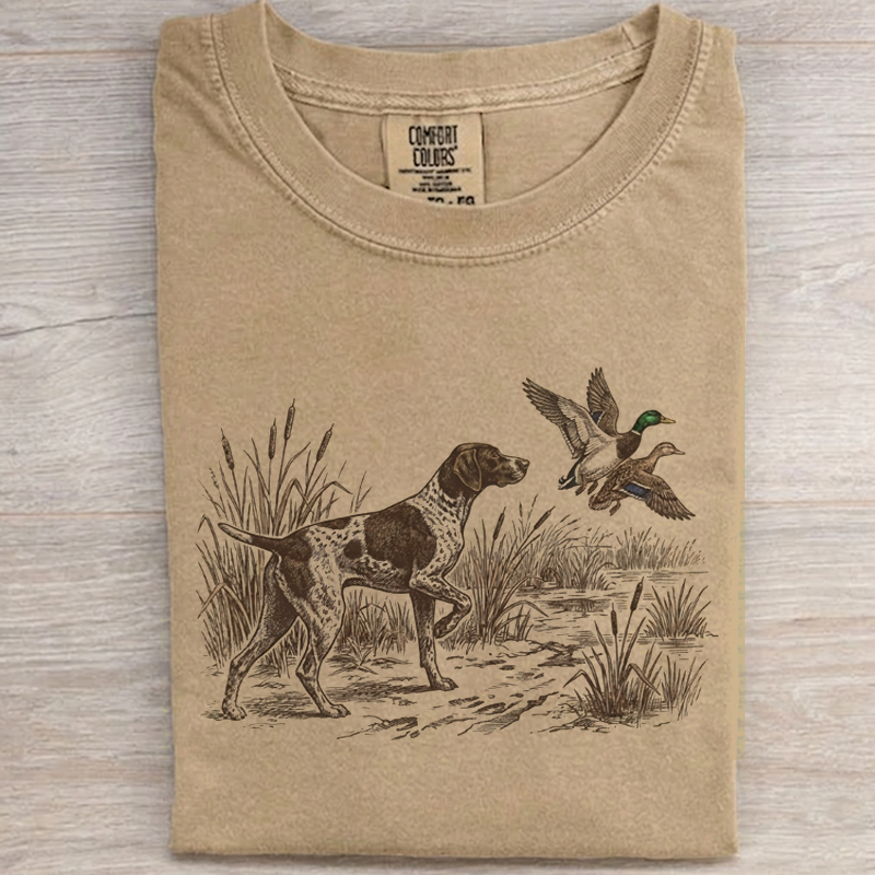 Vintage 90's style Mallard Duck Style German Short Hair Pointer Hunting T-shirt