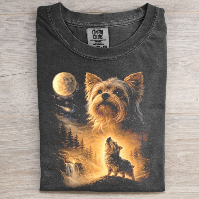 Yorkie Howling to The Moon Vintage T-shirt