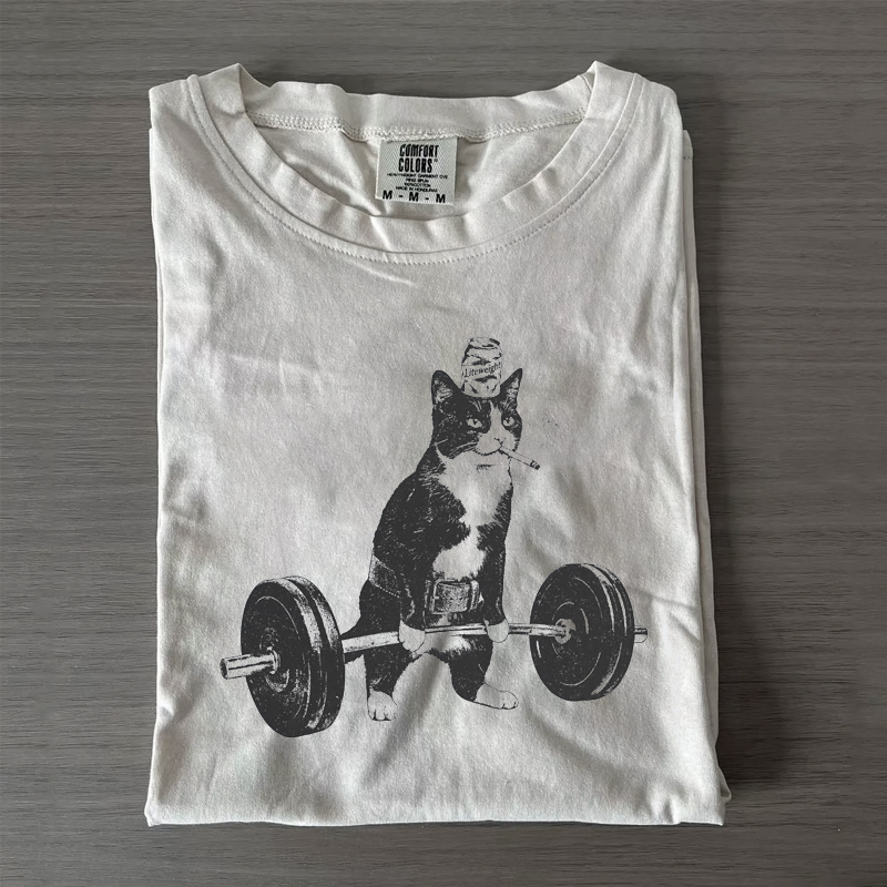 Weightlifting Tuxedo Cat Vintage T-shirt