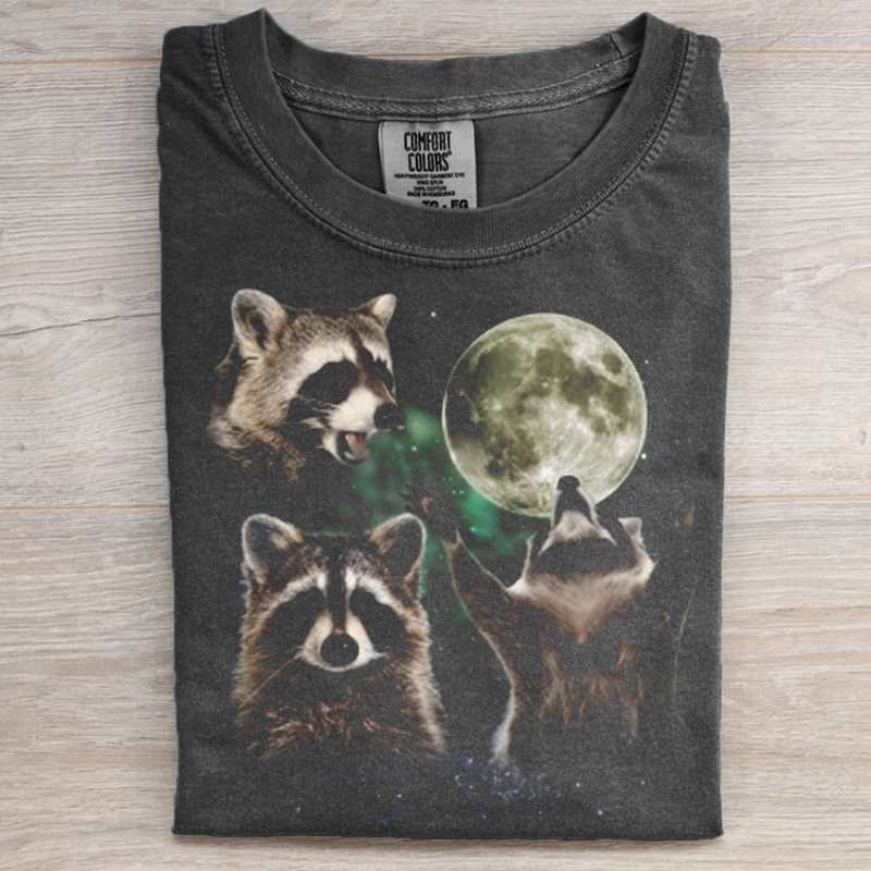 Three Raccoons Retro Graphic T-shirt
