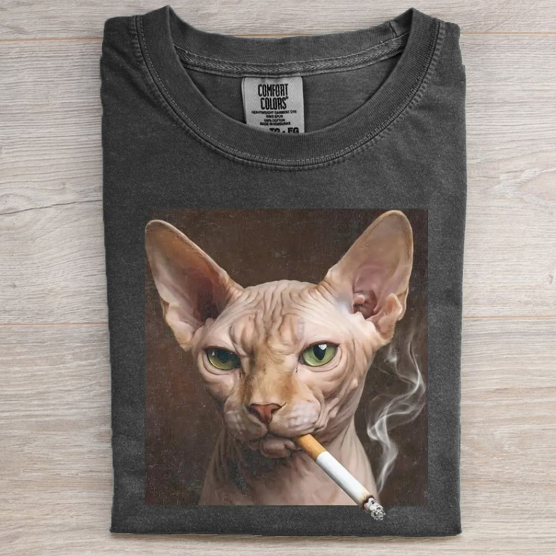 Funny Sphynx Cat Smoking T-shirt