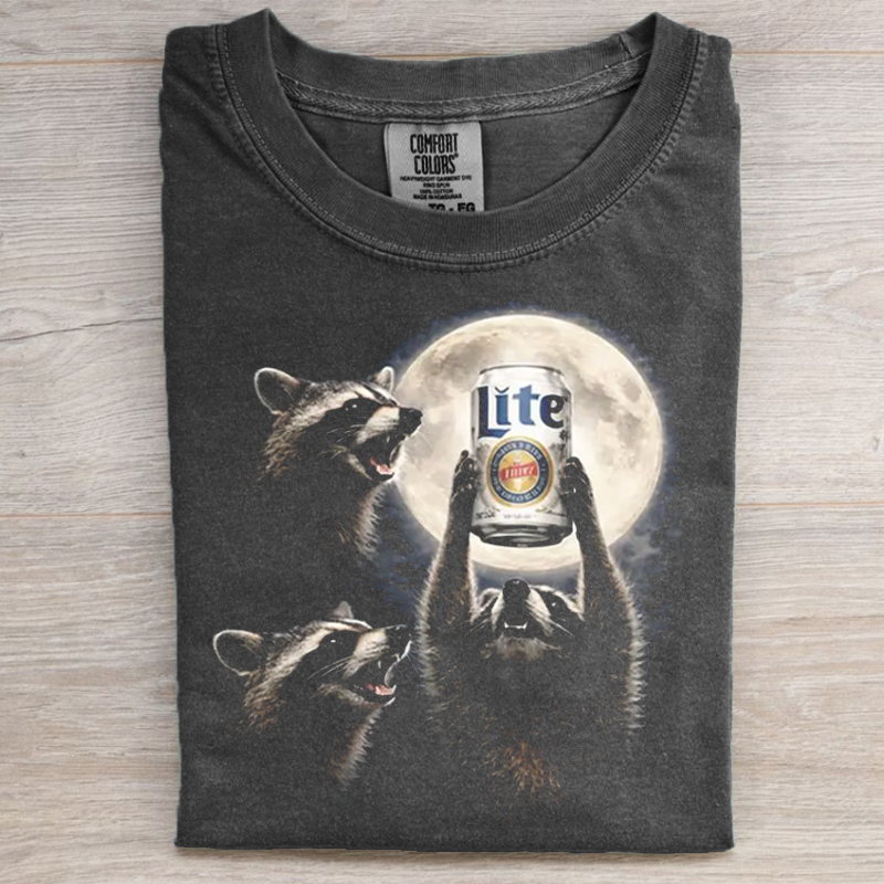Raccoon Moon Ritual Animal Graphic T-shirt