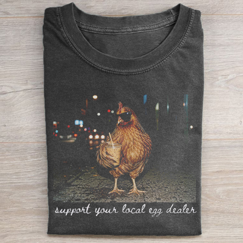 Chicken Drinking Iced Coffee T-shirt