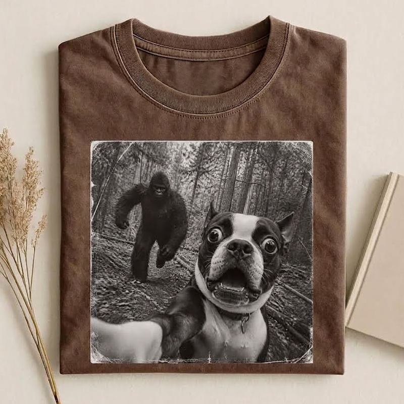 Bigfoot And Boston Terrier T‑shirt